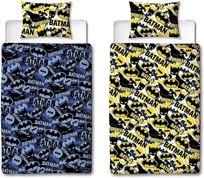 £14.25 • Buy Official Batman DC Comics Logo Bedding 2 In 1 Reversible Single Duvet Cover Set 