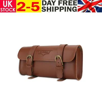 Bicycle Seat Bag Vintage Bike Saddle Tail Bag Pannier Cycling Pouch Leather • £12.46