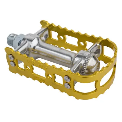 MKS Reissued BM-7 BMX Bicycle Pedals  - 1/2  (FOR ONE PIECE CRANKS) - GOLD • $68.99