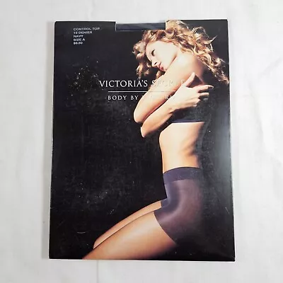 Victoria's Secret Body By Victoria Pantyhose Navy Sz A 15 Den Control Top • $9.99