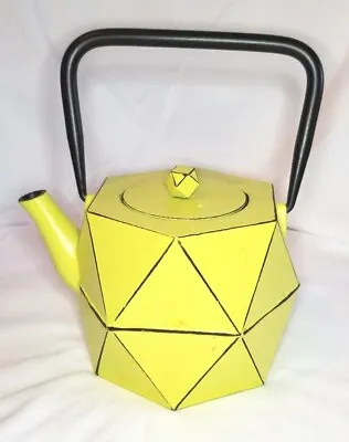 Toptier Cast Iron Japanese Teapot Yellow Geometric Diamond Shape No Infuser  • $29.99