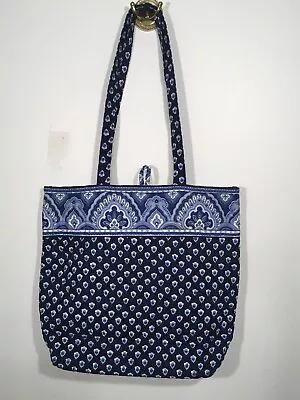 Vera Bradley Purse Tote Bag Navy Pattern Medium EUC • $25