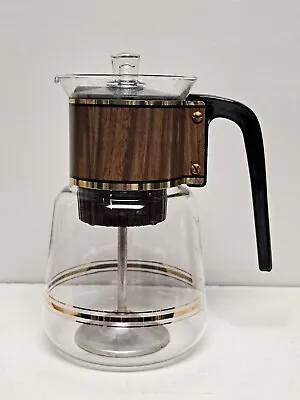 Vtg Mcm Cory Stove Top Percolator Coffee Pot Tea Kettle 8 Cup Atomic Faux Wood • $35