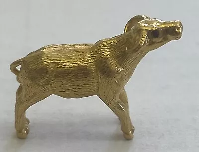 24k Yellow Gold Cow 8.8 Grams With Red Color Stone Eyes • $1350