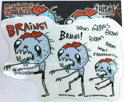 Zombie Family Brains Brains Brains Dr. Krinkles Die-Cut Decal Sticker New • $1