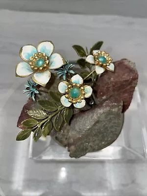 1970s Frank Mosse Enameled Flowers In Rock Sculpture Handmade Turquoise #320 • $25