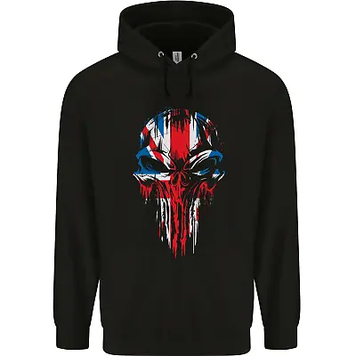 Union Jack Flag Skull Gym MMA Biker Britain Mens 80% Cotton Hoodie • £19.99