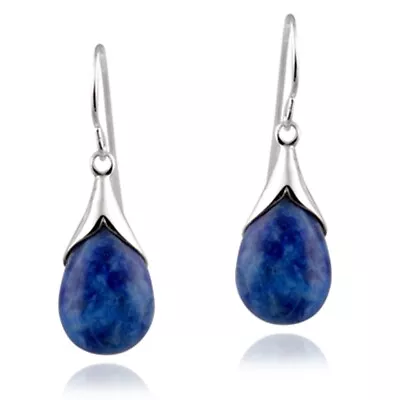 $24.76 • Buy 925 Silver Sodalite Teardrop Dangle Earrings