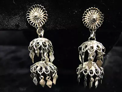 Unique Vintage STERLING MEXICAN Chandelier EARRINGS Antique Boho Hippie.. D1249 • $45