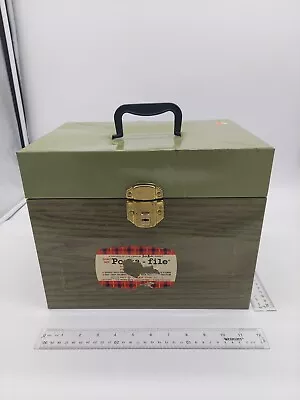 $19.99 • Buy Vtg MCM Avocado Green Woodgrain Porta File Metal Tin Box NO KEY 10  X 9  X 12 
