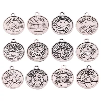 DIY Zodiac Charms Twelve Constellation Retro Jewelry Making Accessory • £4.32