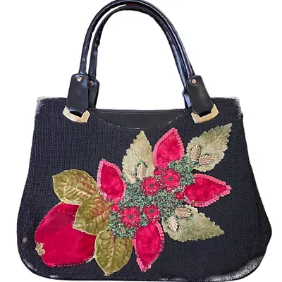 Caron Of Houston TX Vintage Handbag With Velvet Sequins And Jeweled Design • $32