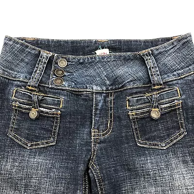 H2j Womens Low Rise Stretch Jeans Size 5/6 Medium Wash Roll Cuffs Boho Hippie • $22.89