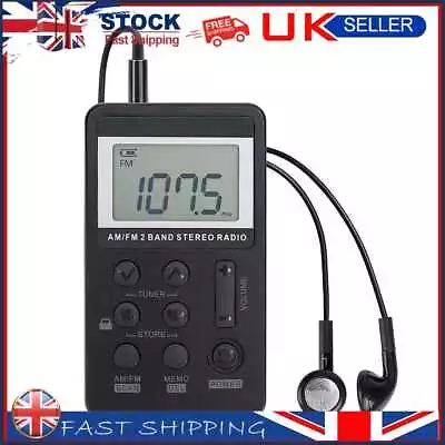 £12.55 • Buy Portable Dual Band AM/FM Pocket Radio Digital Display Mini Radio (Black)