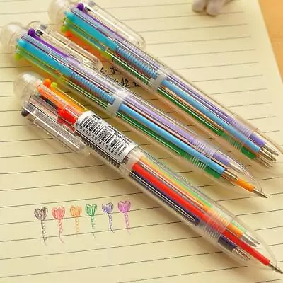 Multi-color 6 In 1 Color Ballpoint Pen Ball Point Pens Kids Office 1Pcs Z9V7 • $1.26