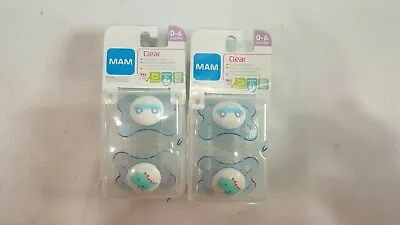 SET OF 2 MAM Clear Pacifier 0-6 Months Boy 4 Pacifier • $15.99