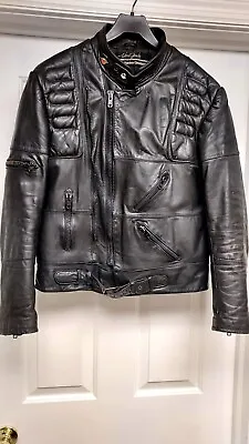 Vtg Harley Davidson Hein  Gericke Black Leather Motorcycle Jacket 42 BONUS Pins • $190