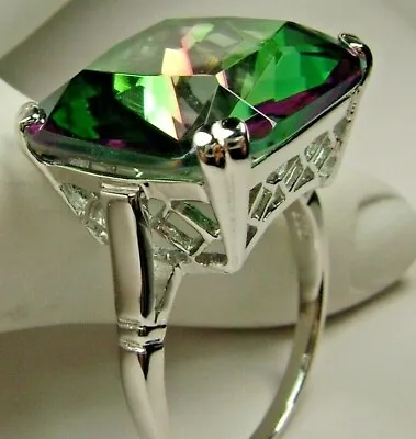 20ct Big Simulated Mystic Topaz Sterling Silver English Ring (Custom-Made)* D1 • $59
