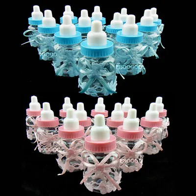 24 PCS Fillable Bottles Sweet Candy Boxes Baby Shower Baptism Party Table Decor • £11.99