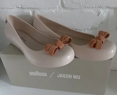 Melissa X Jason Wu Women’s Size 8 Ballet Flats Bow Beige Slip On New In Box DORA • $44.99