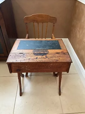 Vintage Wood Childs Desk And Chair • $100