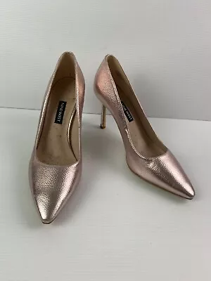 Nine West Women's Stiletto Heel Evening Shoes Bronze Leather Size 7M • $35