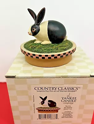 Yankee Candle Warren Kimble Folk Art Rabbit Candle Jar Topper Wood Bunny NEW • $16
