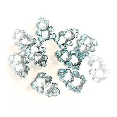 20 X Baby Blue Teddy Bear Charms Acrylic Clear Charms Baby Shower Dummy Clips • £3