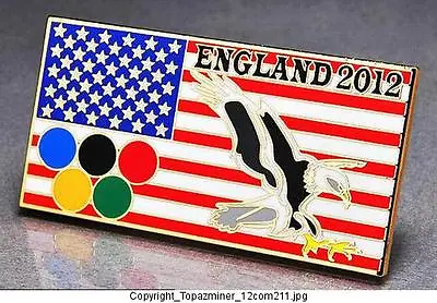 Olympic Pins Badge 2012 London England Uk Patriotic Usa Flag & Eagle Design (g) • $2.99