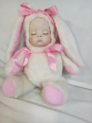 Vintage Plush Musical Baby Doll Wind Up Rabbit Suit Lullabye Wish Upon A Star • $25.99