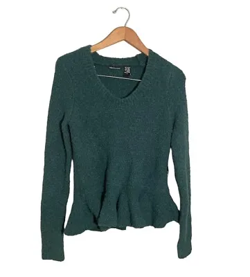 Moda International NWT Wool Long Sleeve Green Peplum Sweater Top Size Large • $41.24