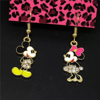 Color Enamel Cute Mickey Minnie Couple Fashion Lady Women Stand Earrings • $2.96