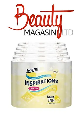 Freedom Inspirations Triple Soft Lemon 3 Ply Quilted Toilet Paper Roll 45 Rolls • £15.15