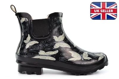 £21.99 • Buy Womens Ankle High Wellington Boots Ladies Low Heel Wellies Rubber Waterproof