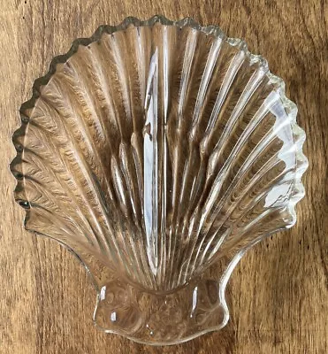 Vintage Clear Glass Seashell Divided Dish Trinket Nuts Candy • $9.99