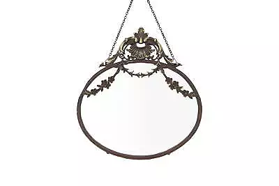 10.5  X 13.5  Antique Style Hanging Oval Mirror With Pewter Frame Bronze • $21.57