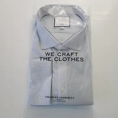 Charles Tyrwhitt Blue 19  Classic Fit Shirt Non Iron French Cuff 37  Sleeve • £24.95