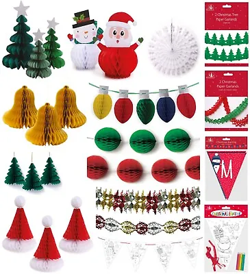 Christmas Decorations Hanging Retro Honeycomb Crepe Paper Bauble Bunting Garland • £4.99