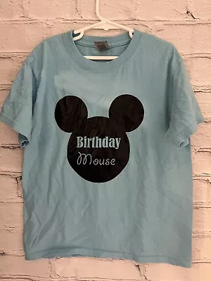 Gildan Heavy Cotton Light Blue T-Shirt BIRTHDAY MOUSE Graphic Youth Size Small • $6