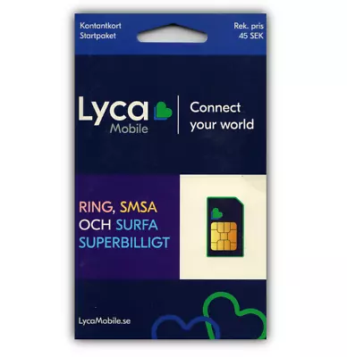 1 Swedish Lycamobile Sim Card. Prepaid Sim Card. Nano Micro Or Standard Size • $4