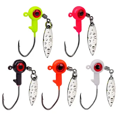 50 Pack 1/32 1/16 1/8 OZ Underspin Jig Heads Fishing Hook With Willow Blade Bass • $24.99