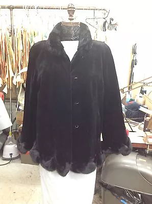 Black Sheared Mink Swing Jacket Coat Ruffled & Scalloped Gorgeous New Style • $2950