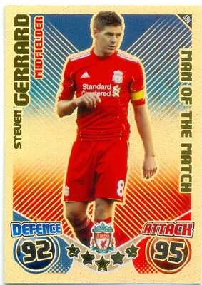 2010/2011 Topps Match Attax Man Of The Match - Steven Gerrard - Liverpool • $1.93