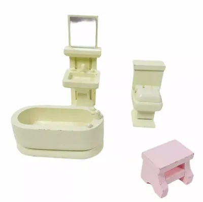 $49.99 • Buy Pottery Barn Kids Wood Dollhouse Bathroom Set Doll Furniture Tub Sink Toilet PBK