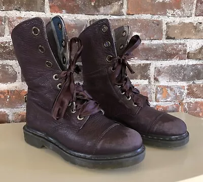 Dr. Doc Martens Womens Aimalie Burgundy Leather Fold Over Boots Womens Size 8 • $89.99