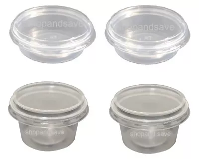 24 Round Plastic Transparent Deli / Sauce Storage Container Pots Cups With Lids • £5.49