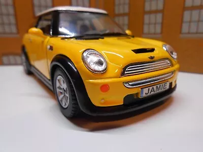 PERSONALISED PLATES Yellow Mini Cooper S Toy Car MODEL Boy Girl Mum Dad Gift NEW • £9.95