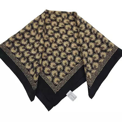 The Metropolitan Museum Of Art Silk Scarf Black Gold Floral 21/21  Small Wrap • $47.70