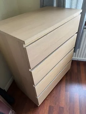 Ikea Malm Chest Of 4 Drawers White Oak Veneer • £30