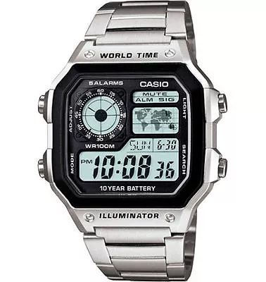 Casio AE1200WHD-1AV Chronograph Watch Illuminator 5 Alarms World Time NEW • $32.87